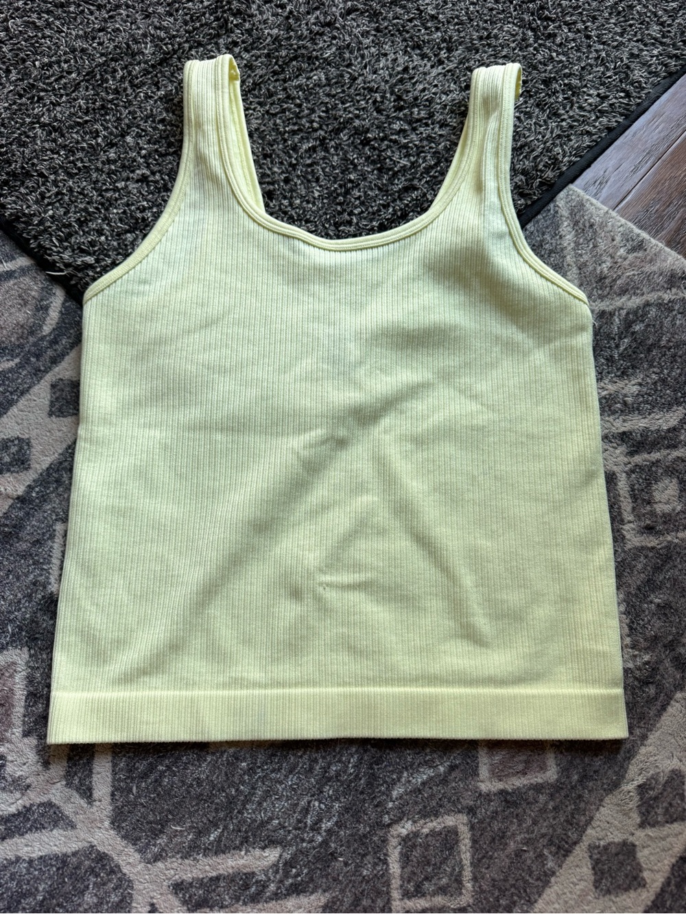 a new day Ribbed Scoop Tank Top - Pale Yellow
